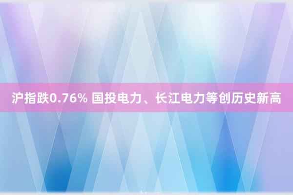 沪指跌0.76% 国投电力、长江电力等创历史新高