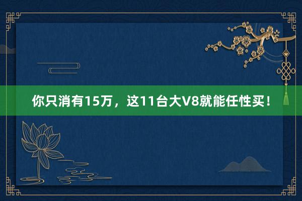 你只消有15万，这11台大V8就能任性买！