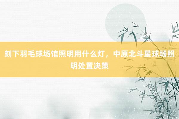 刻下羽毛球场馆照明用什么灯，中原北斗星球场照明处置决策