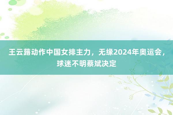 王云蕗动作中国女排主力，无缘2024年奥运会，球迷不明蔡斌决定