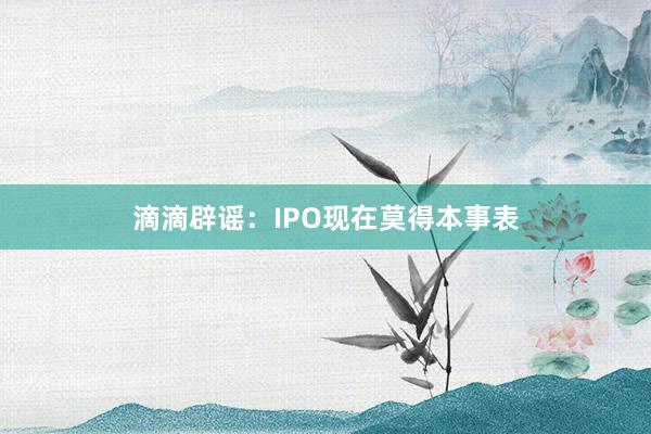 滴滴辟谣：IPO现在莫得本事表