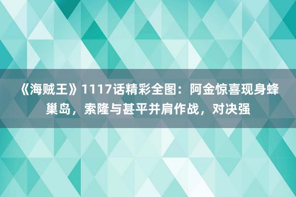 《海贼王》1117话精彩全图：阿金惊喜现身蜂巢岛，索隆与甚平并肩作战，对决强