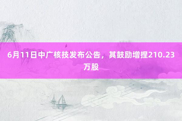 6月11日中广核技发布公告，其鼓励增捏210.23万股