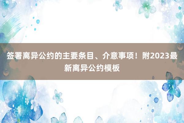 签署离异公约的主要条目、介意事项！附2023最新离异公约模板