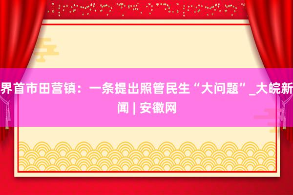 界首市田营镇：一条提出照管民生“大问题”_大皖新闻 | 安徽网