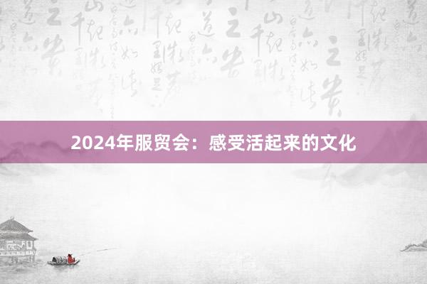 2024年服贸会：感受活起来的文化