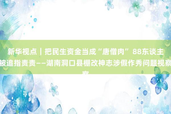 新华视点｜把民生资金当成“唐僧肉” 88东谈主被追指责责——湖南洞口县棚改神志涉假作秀问题视察